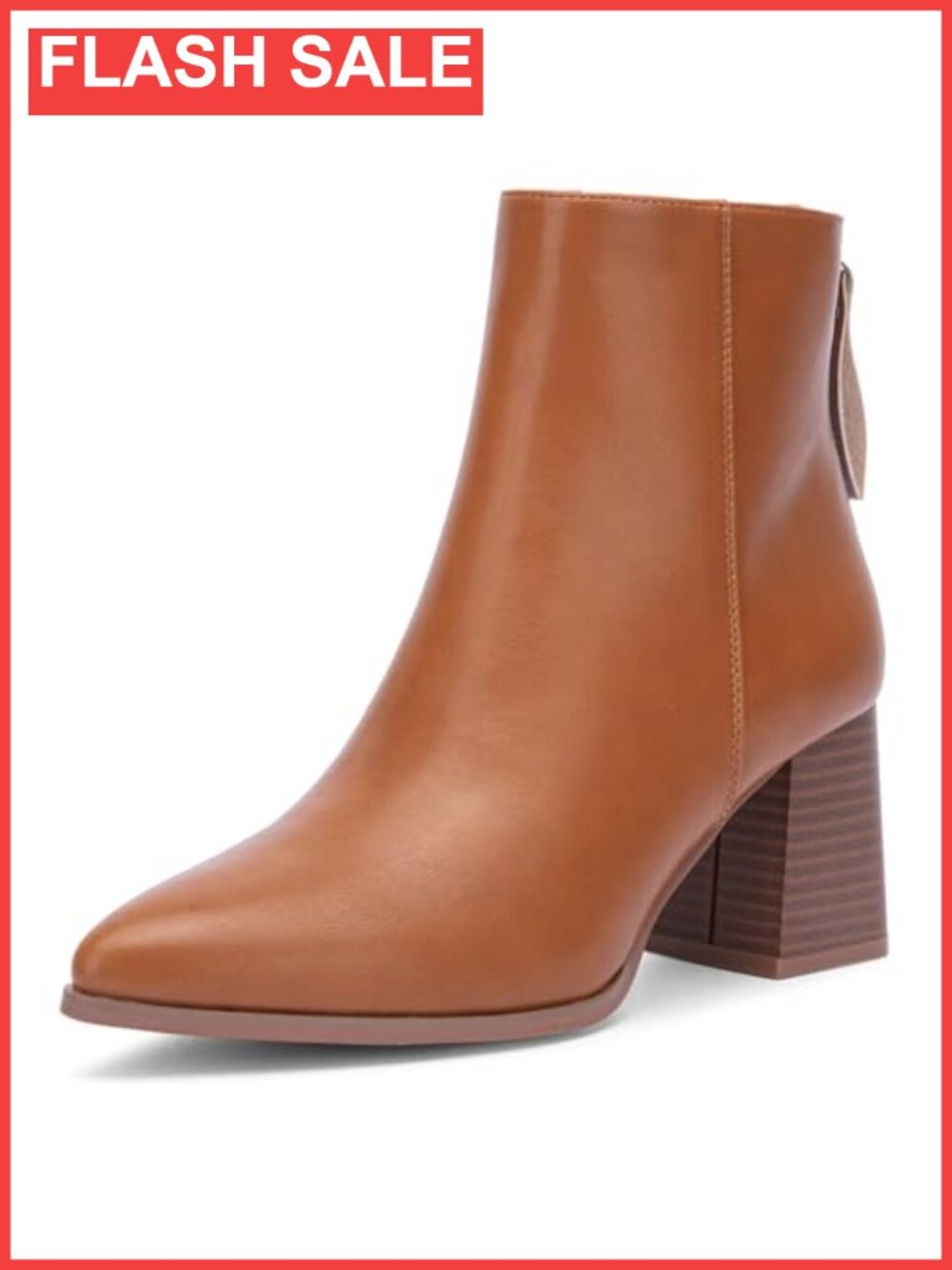 Pointed Toe Ankle Chunky Block High Heel Boots Back Zipper